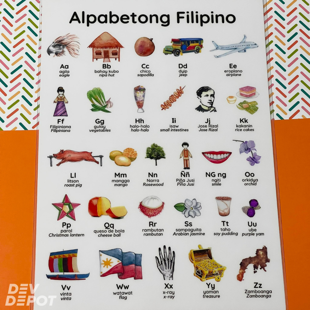 Alpabetong Filipino Bilingual Educational Poster