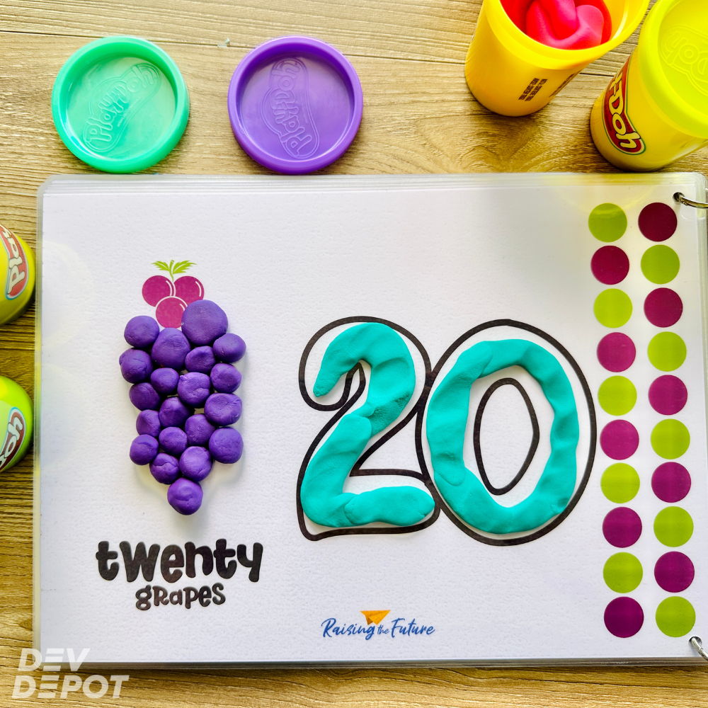 Digital Download / Printable File - Let's Count 1-20 Playdough Mat